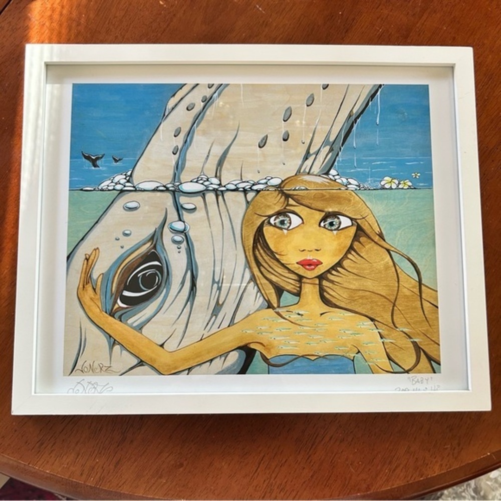 Framed Original Art Print Big Eyed Whale by Jonerz of Maui